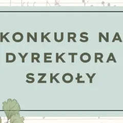 Konkurs na dyrektora szkoły. Grafika z liśćmi i nutami.