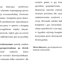Streszczenie pracy o grach komputerowych i edukacji wczesnoszkolnej. Jak napisać streszczenie? Analiza wpływu gier na dzieci, ich częstotliwość i czas korzystania.