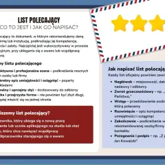 Ilustracja przedstawia fragment listu polecającego z gwiazdkami i tekstem informacyjnym.