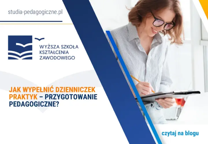 Uśmiechnięta studentka pisze w dzienniku praktyk. Poradnik "Jak wypełnić dzienniczek praktyk – przygotowanie pedagogiczne?" na blogu studia-pedagogiczne.pl.
