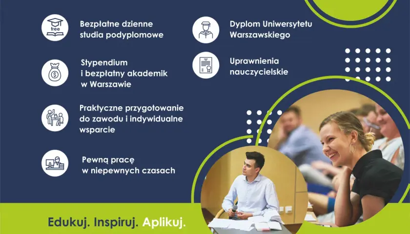Bezpłatne dzienne studia podyplomowe online, stypendium, dyplom UW, uprawnienia nauczycielskie. Zdobądź pewną pracę!