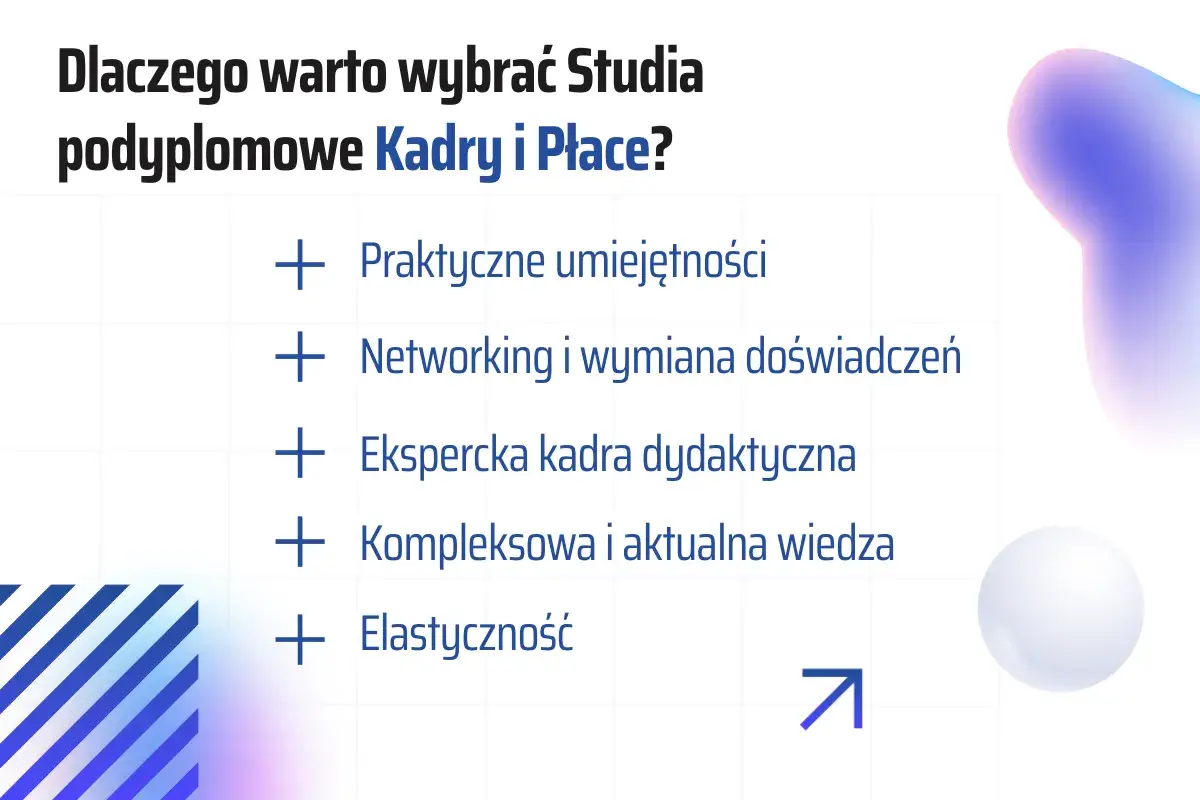 Studia podyplomowe Kadry i Płace: praktyczne umiejętności, networking, ekspercka kadra, aktualna wiedza, elastyczność. Dowiedz się, co to jest i dlaczego warto.